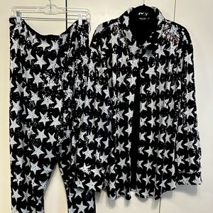 Nasty Gal Plus size Star Sequin Shirt and Trousers Size US 20